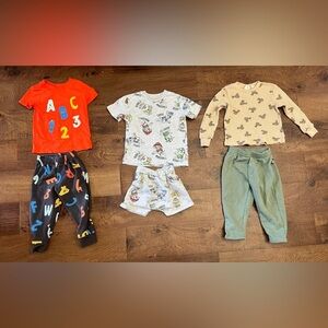 Toddler boy outfit bundle 2T 3 outfits 6 pieces